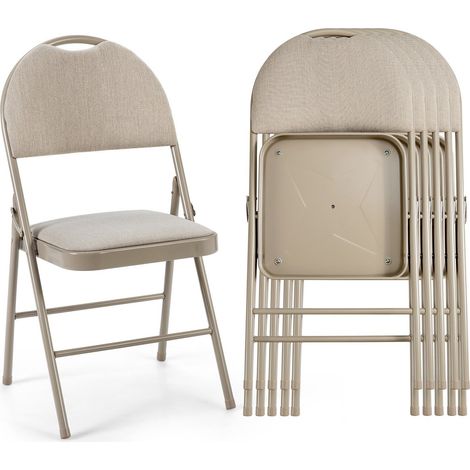 Set of 6 Folding Fabric Chair Padded Kitchen Dining Seat Portable Guest Chair (1/5)