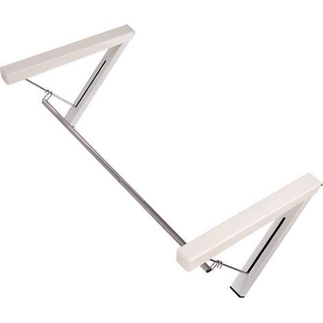 Weißer, ausziehbarer Wandwäschetrockner, zusammenklappbar ohne Bohren, 2-teilig, Edelstahlrohr, 110 cm Kleiderbügel für Schlafzimmer oder Büro (1/5)