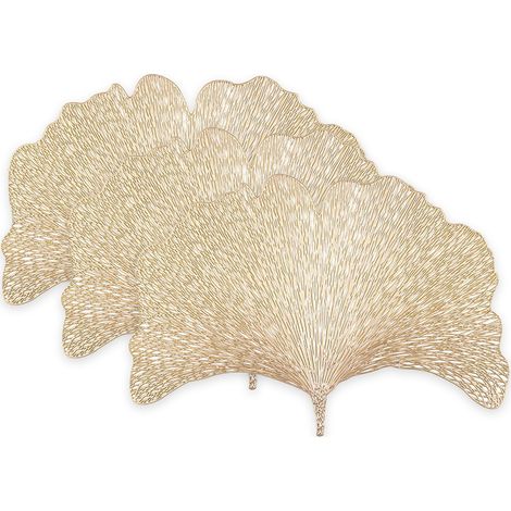 Sous-plat Décoratif - Sous-plat PVC Creusé - Résistant à la Chaleur et Anti-dérapant - Pour Cuisine et Salon - 44 x 30 cm - Or - Lot de 3 (1/5)