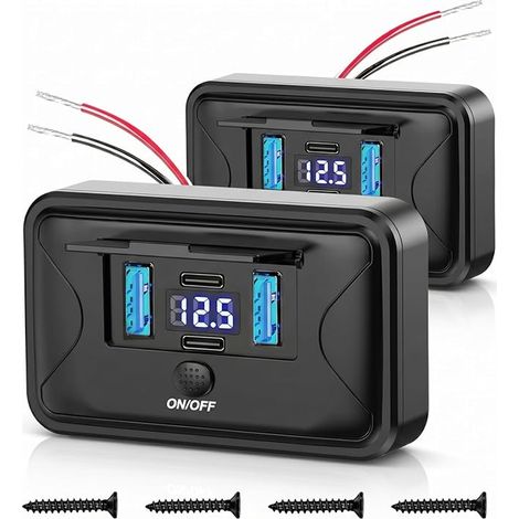 Prise USB 12V 4 Ports Charge Voltmètre (1/5)