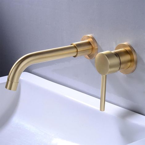 Wall-mounted bathroom faucet, brass wall-mounted basin faucet, single-handle basin faucet, basin faucets, 360-degree swivel spout (1/5)