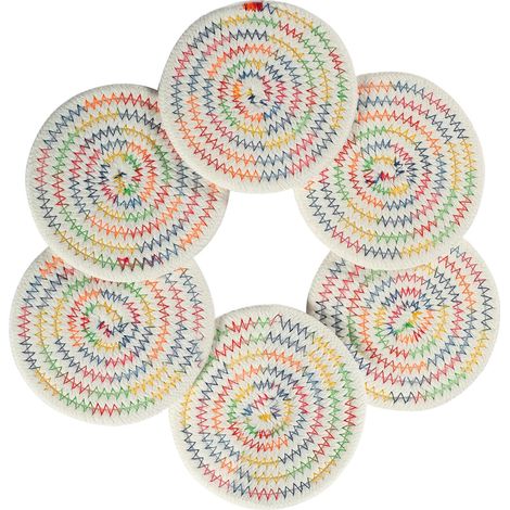 Ensemble de 6 dessous de verre tissés, jolis dessous de verre absorbants, style campagnard, pour table basse, dessous de verre rustiques absorbant l'humidité (1/5)
