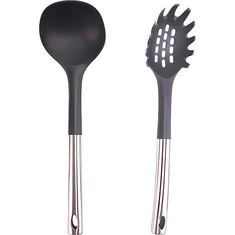Ensemble Ustensiles Cuisine - Silicone Et Acier Inoxydable - Résistant Haute Température - Pour Poêles Antiadhésives - Lot De 2 Pièces (1/5)