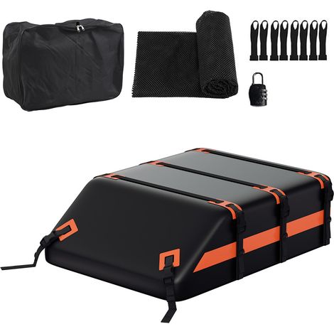 Jiubiaz Sac de toit voiture 550L 132x101x42 cm imperméable 700D avec sangles renforcées et tapis antidérapant (1/5)