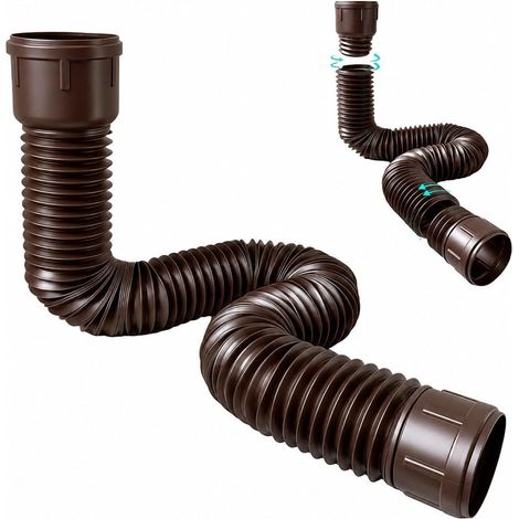 Rallonge Gouttiere Flexible, Rallonge De Tuyau De Descente Flexible Compatible avec Descentes De 80/100 mm Ensemble D'Extension Ronde Extension de Gouttière Flexibles Réglable de 47 à 150 cm (Brun) (1/5)