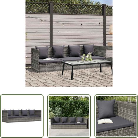 Gartenbett - Garten-Sofabett 200x60 cm Poly Rattan Grau (1/5)