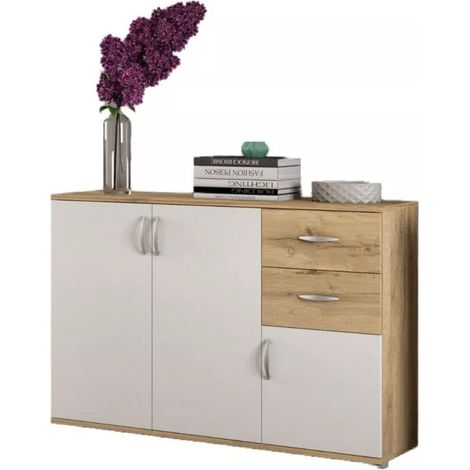 Domo Mea Mobile Buffet Londra Nodo e Bianco - Design Moderno 120x35x83 cm (1/2)