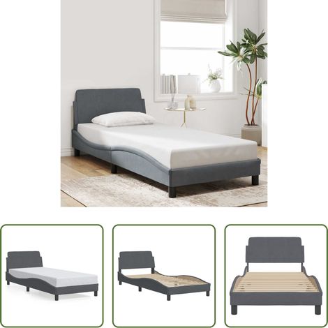 vidaXL Kopfteil -  Bettgestell "Dover" Dunkelgrau 90x200 cm Samt (1/5)