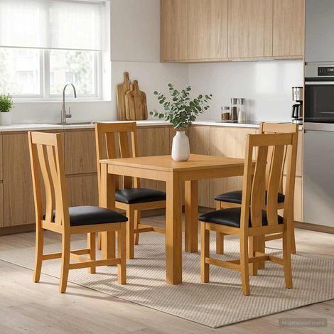 vidaXL Ensemble de salle à manger 5 pc Noir Bois de chêne massif (1/5)