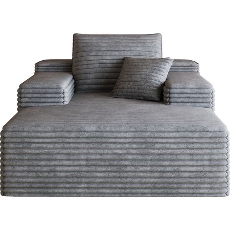 Chaise longue in velluto a coste grigio scuro 115 x 159 cm senza montaggio (1/5)
