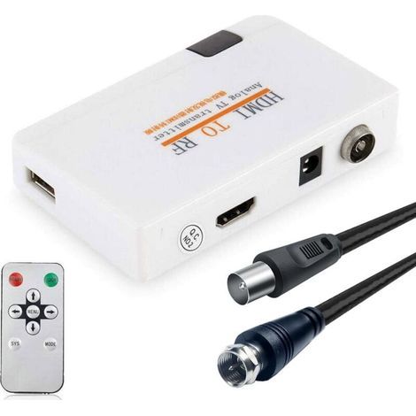 VHF-Koaxialkonverter mit HF-Modulator, HDMI-Anschluss und F-Stecker für PS4, PS5, Xbox, Nintendo Switch, Videorecorder, DVD-Player, Roku, Fire TV Stick und Set-Top-Boxen. HD-Digitalvideoeingang für...