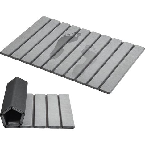 Alfombrilla de baño plegable de piedra - Alfombrilla de tierra de diatomeas superabsorbente - antideslizante - 60 x 39 cm - alfombrilla de secado rápido - 60 x 39 cm (1/3)