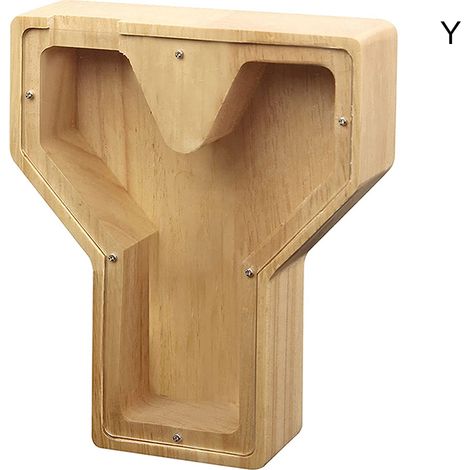 Tirelire en bois en forme de cochon avec la lettre Y, fenêtre en acrylique transparent, boîte à monnaie, décoration intérieure, décoration de table, couleur naturelle. (1/5)