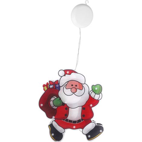 Guirlande lumineuse LED fixable par ventouses - Décorations de Noël festives pour fenêtre ou vitrine - PVC - Lumière chaude - 10 LEDs - 4.5V - AAA