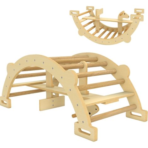 Arco de escalada Montessori de madera 2 en 1 para niños de 2 a 4 años, 110 x 52 x 45 cm (1/5)