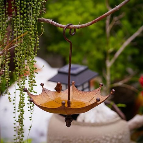 Mangeoire à oiseaux parapluie suspendue, parapluie de bain d'oiseaux, convient pour la décoration de balcon et de jardin, pendentif de patio,28x23,5cm (1/5)