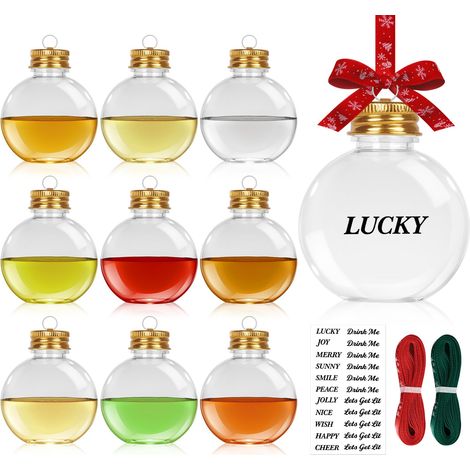 Lot de 10 Boules de Noël Transparentes à Remplir - 100 ML Boule Noël de Boisson Transparente Bricolage - Décoration de Sapin de Noël à Suspendre (6cm) (1/5)