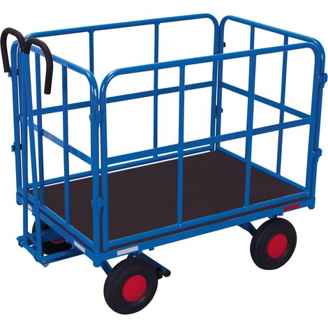 VARIOfit Handpritschenwagen mit 4 Rohrgitterwänden Luftbereifung 1.140 x 740 mm Traglast 700 kg