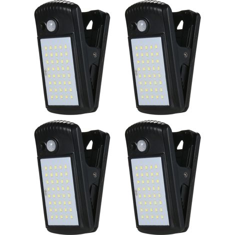 Lampe solaire extérieure à pince avec détecteur de mouvement, 40 LED, étanche IP65, pour clôture, terrasse, mur, garage ou patio. (1/5)