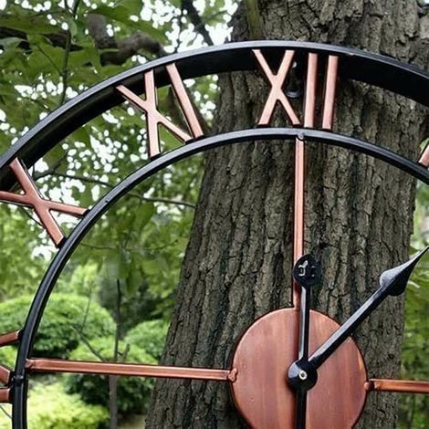 Gartenuhr, Wanduhr für den Außenbereich, Große Gartenuhr mit römischen Ziffern, Gartenuhr aus Eisen, 40 cm/16 Zoll (1/4)