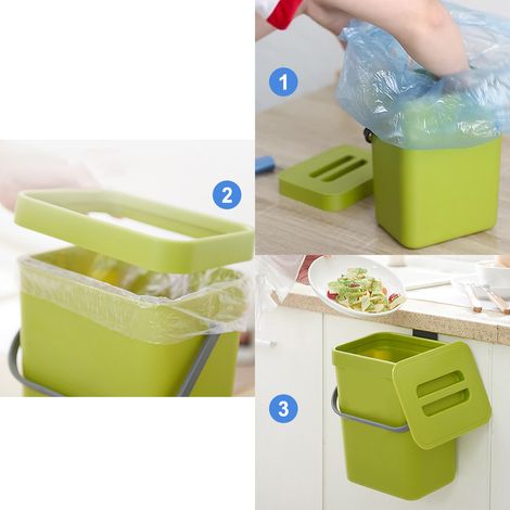 Petit seau à compost de cuisine 3L, poubelle à déchets ménagers avec couvercle pour comptoir, composteur domestique. (1/5)