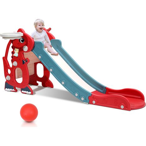 Swanew – Toboggan pour enfants 4 en 1 pliable – Panier de basket et anneau de lancer – Sûr en PEHD non toxique – Dimensions 145 x 38 x 67 cm (1/5)