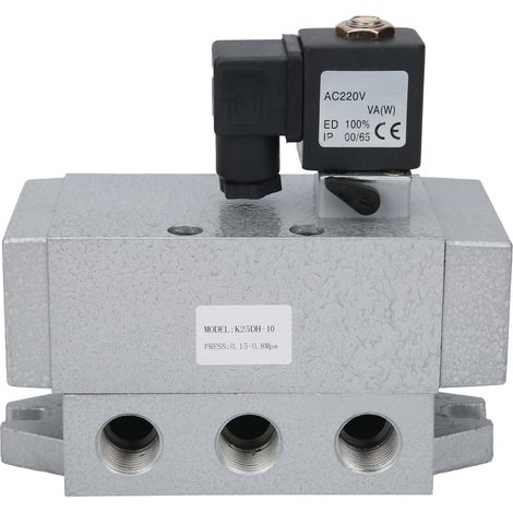 Électrovanne G3/8" 2 positions 5 voies, vanne directionnelle à commande unique K25DH‑10AC220V (1/5)