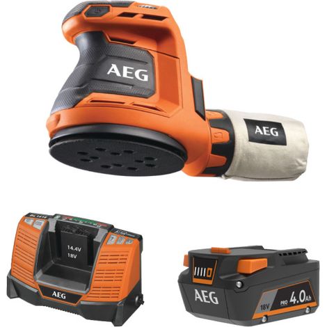 Pack AEG 18V - Levigatrice eccentrica 125mm - Batteria 4.0 Ah - Caricatore