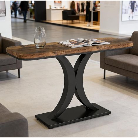 Mesa consola de madera y metal negro/marrón rústico 100 cm estilo industrial (1/5)