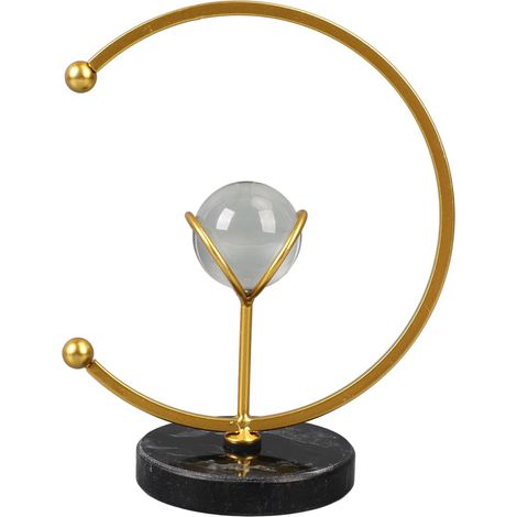Ornement de Boule de Cristal, décoration de Table en Fer, Cadre géométrique, Fausse Boule de Cristal, Ornement de Bureau Moderne pour la Maison, l'étude, Le Salon, Le (Demi Lune) (1/5)