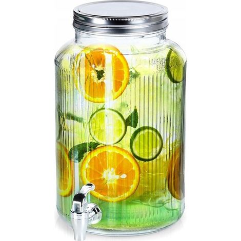 Barattolo per bevande, dispenser in vetro con rubinetto, 6,2 litri