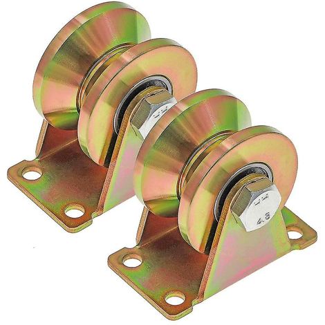 Lot de 2 roues à gorge en V de 50 mm pour portail coulissant. Roues en acier à gorge en V, capacité de charge : 270 kg par roue. (1/5)