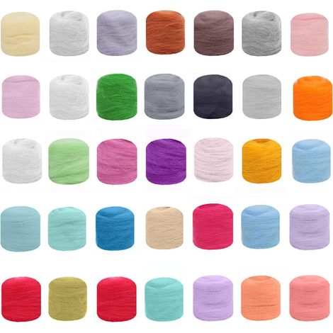 36 Couleurs Feutrage Laine à Tricoter, Feutre de Laine pour Feutrage à Sec, Feutrer à Laines Cardée pour Projets de Bricolage et DIY Artisanat Débutants