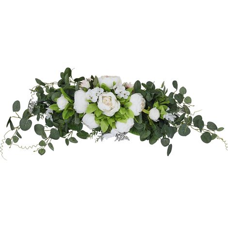 Artificial White Floral Peony Flower Wreaths for Door Wedding Decor (1/5)