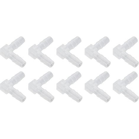 10 Pieces Elbow Pipe Plastic L Shape Fitting 90 Degree Equal Barbed Joint Adapter Hose Connector Adapter for Aquarium (6mm) (1/5)