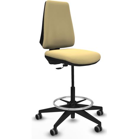 Taburete Elche CP similpiel crema base piramidal ruedas 65mm engomadas