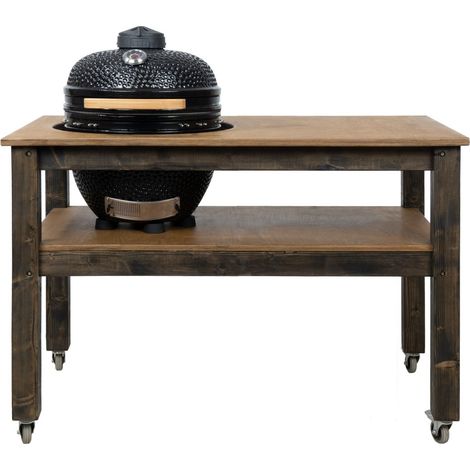 Grill Table with Wheels, BBQ Kitchen Space for Kamado Joe Big 3 (L-160cm W-90cm H-88cm)