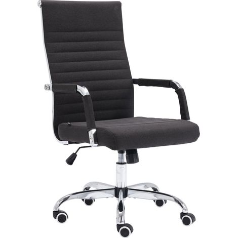 Poltroncina da ufficio su ruote comoda altezza regolabile in tessuto nero struttura in metallo cromato BUR10578