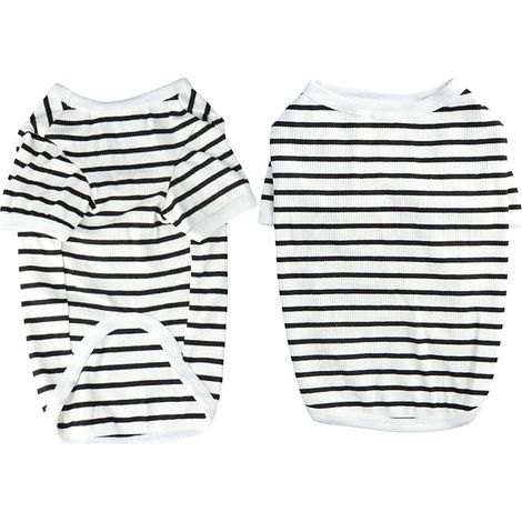 T-Shirt à Rayures pour Chien Chemises pour Chiens D'été T-Shirt en Coton Doux et Respirant Chihuahua Manches Courtes Vêtements pour Chiens et Chats de Petite (M) (1/2)
