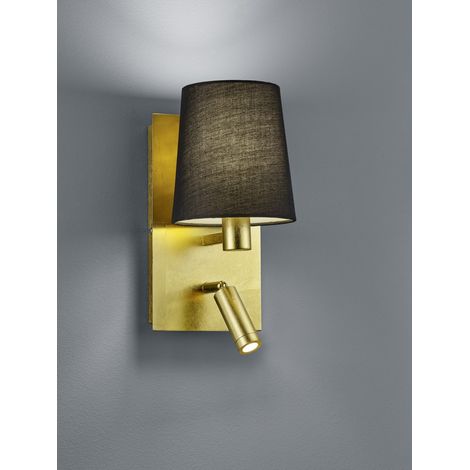 Applique Murale Moderne Or avec Abat-Jour Noir et Spot Led Marriot Trio Lighting (1/2)