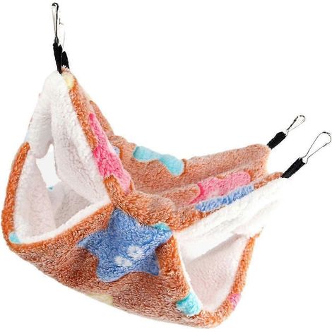 Hamac pour hamster, litière double couche douce, nid douillet pour petits animaux de compagnie comme les écureuils et les furets-Brown Star