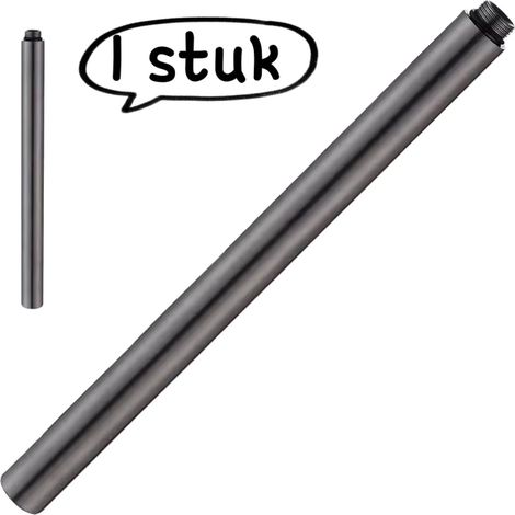 pièce - Barre d'extension de douche - Rallonge pour flexible de douche - Accessoires pour flexible de douche - Ronde - 30 cm (sans écrous) - Gris résistant à l'eau (1/5)