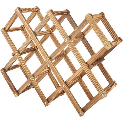 Étagère de présentation pliable en bois pour bouteilles de vin (capacité : 10 bouteilles) (1/5)