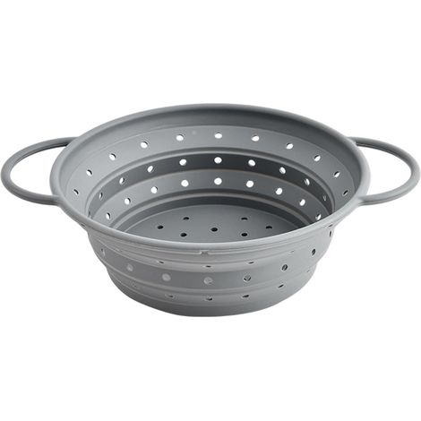Passoire Pliable en Silicone 28cm, pour Pâtes Légumes Fruits (Gris) (1/5)