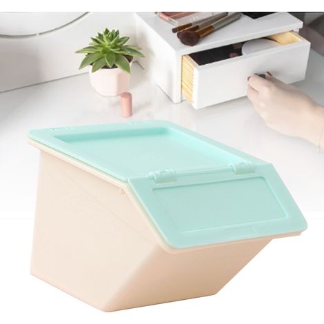 Boîte de Rangement Miniature Décorative Plastic Stackable Flip Lid 8x8x6cm 70g Green (1/5)