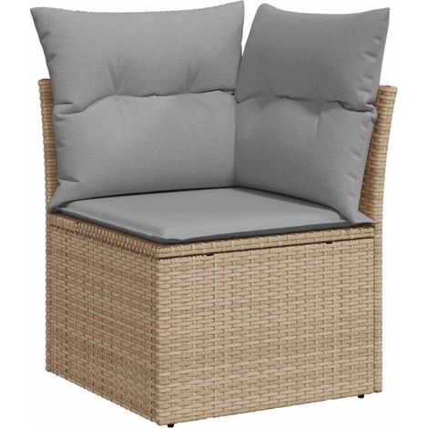 Maison Exclusive - Set Divano da Giardino 9 pz 7-Numero di posti Beige Poly Rattan (1/5)