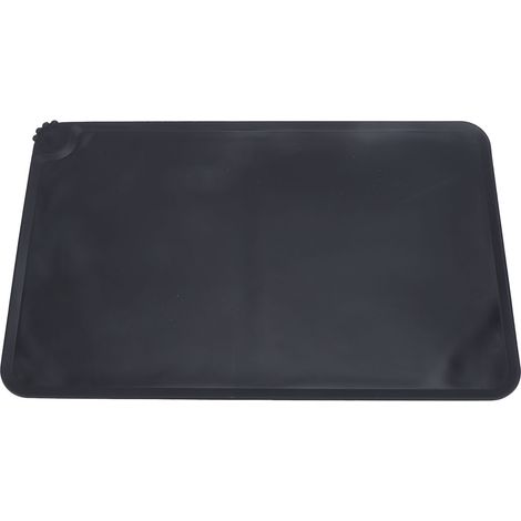 Silicone Pet Feeding Mat Spill Proof Anti Slip Washable Cute Look Cat Dog Food Water Bowl Mat for Indoor Black