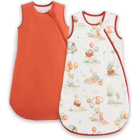 Lot de 2 gigoteuses pour bébé 1,5 TOG avec double fermeture éclair en forme de J, double couche avec rembourrage de 50 g, gigoteuse en coton pour bébé de 0 à 24 mois (1/5)