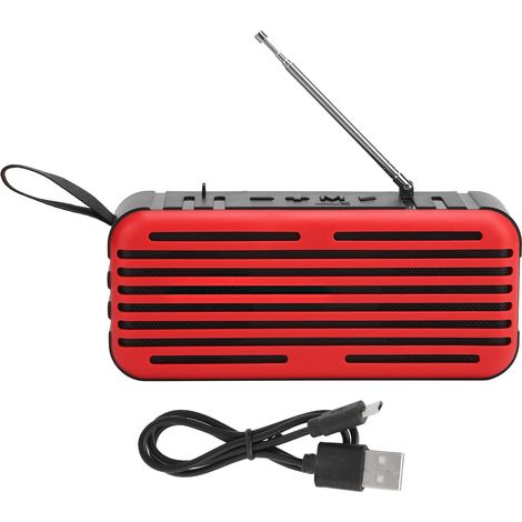 Enceinte Bluetooth Sans Fil - Haut-Parleur Solaire Portable Avec Antenne FM Et Lampe De Poche - Rouge (1/5)