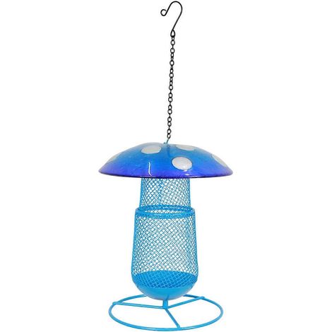 Mangeoire à oiseaux anti-écureuils pour oiseaux sauvages, distributeur automatique de nourriture pour animaux en forme de champignon, en maille métallique, à suspendre à l'extérieur.